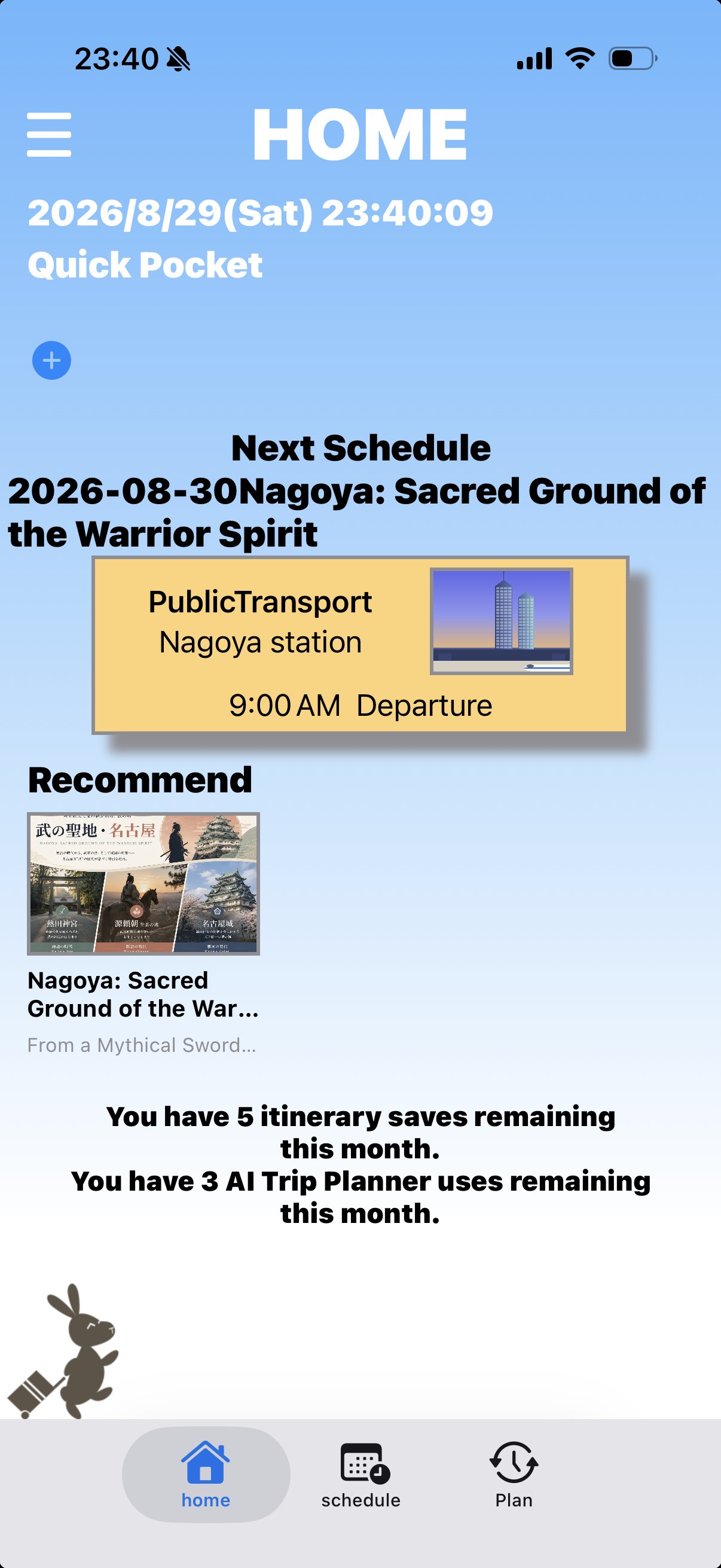 Home screen of Bunny Journey