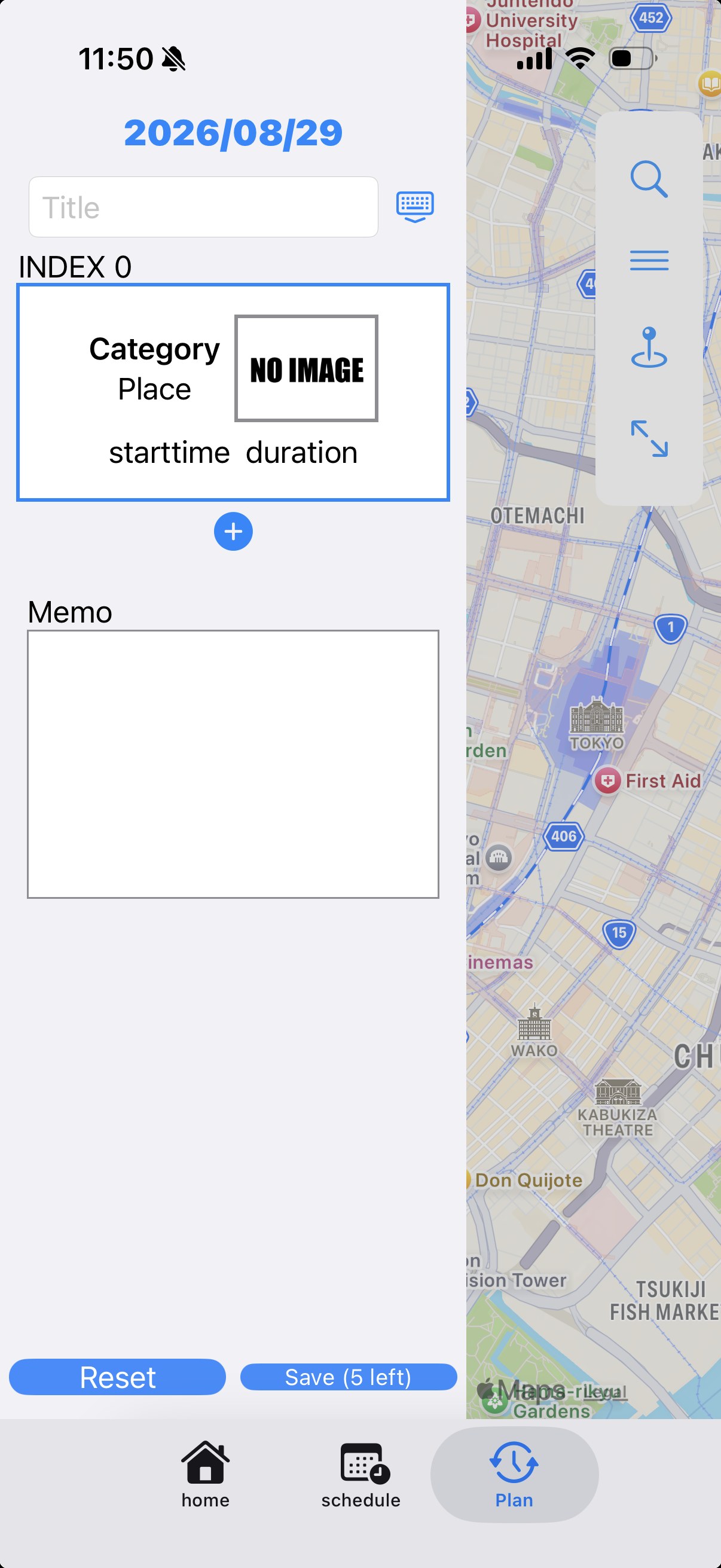 Bunny Journey plan screen